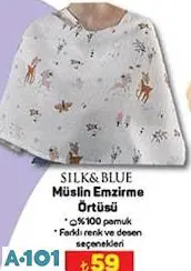 SİLK&BLUE MÜSLİN EMZİRME ÖRTÜSÜ